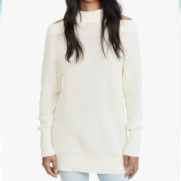 Free people Half Moon Bay Cream Pullover Cold Shoulder Sweater - Picture 4 of 12
